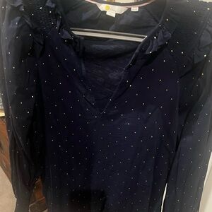 BODEN Elegant Navy Top with Gold Accents